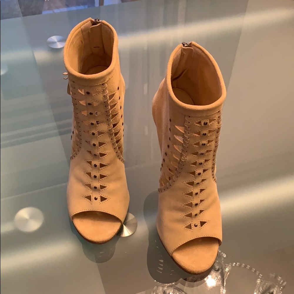 Jimmy Choo Tan Suede Caged Heel Sandal Pumps EU 39